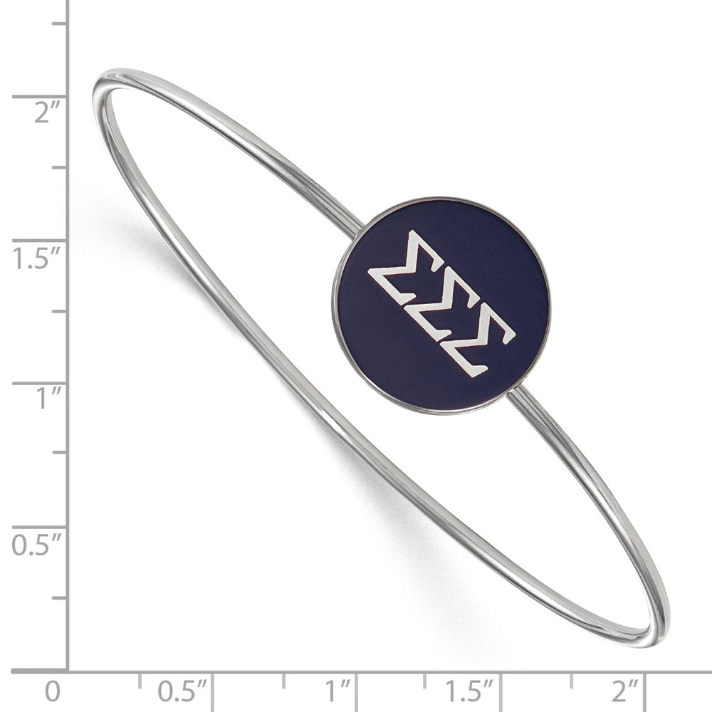 Sterling Silver S. Rh Plated Logoart Sigma Enameled Slip On Bangle