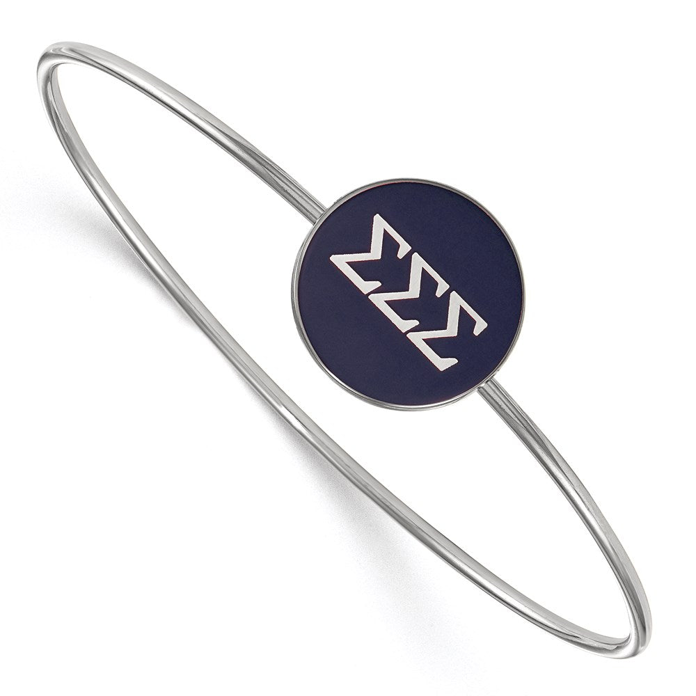 Sterling Silver S. Rh Plated Logoart Sigma Enameled Slip On Bangle