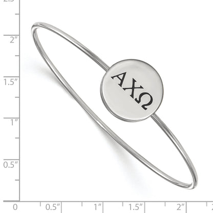 Sterling Silver Rh Plated Logoart Alpha Chi Omega Enameled Slip On Bangle