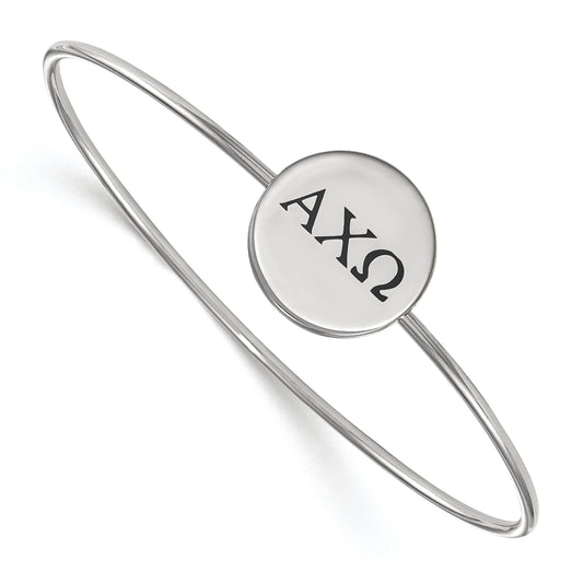 Sterling Silver Rh Plated Logoart Alpha Chi Omega Enameled Slip On Bangle