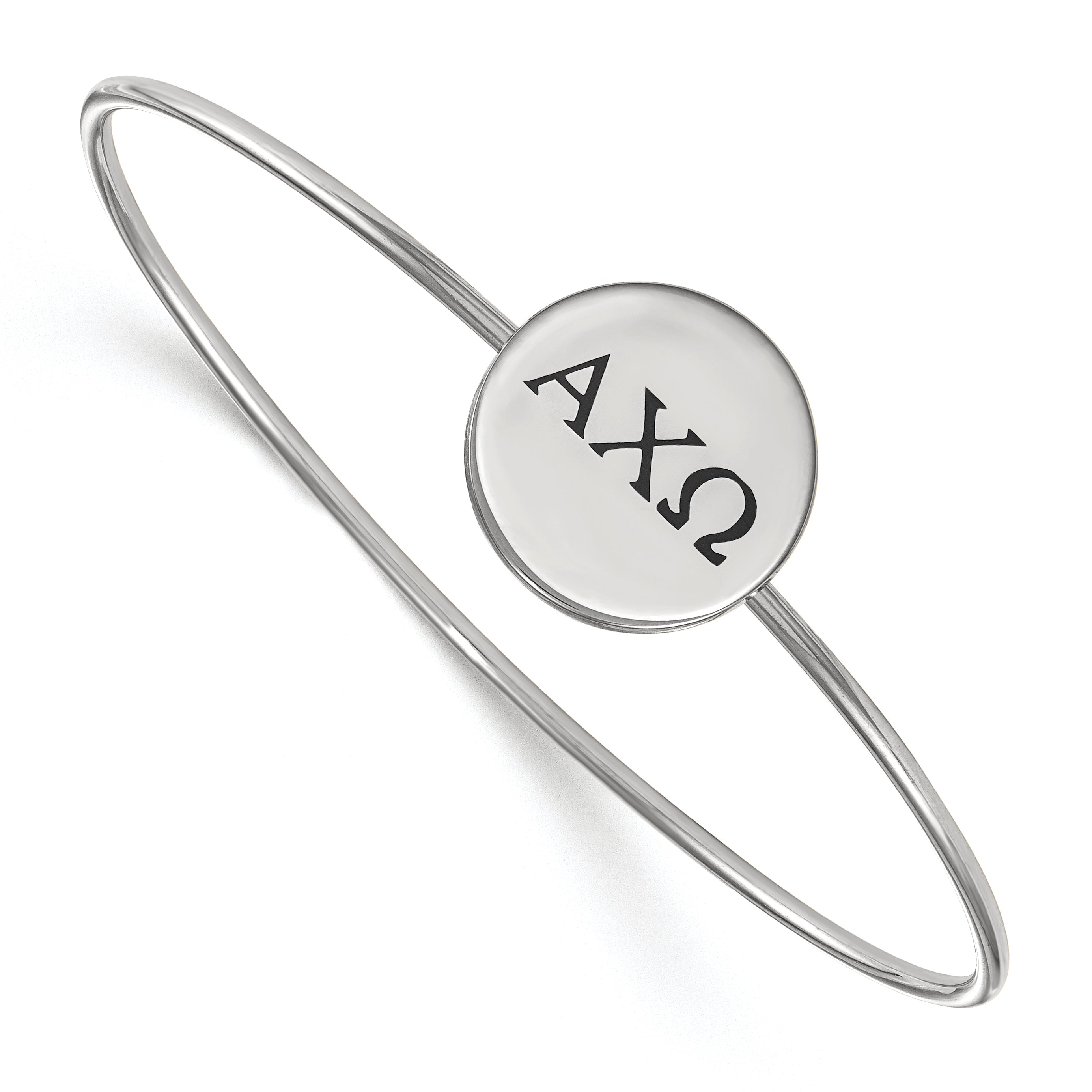 Sterling Silver Rh Plated Logoart Alpha Chi Omega Enameled Slip On Bangle