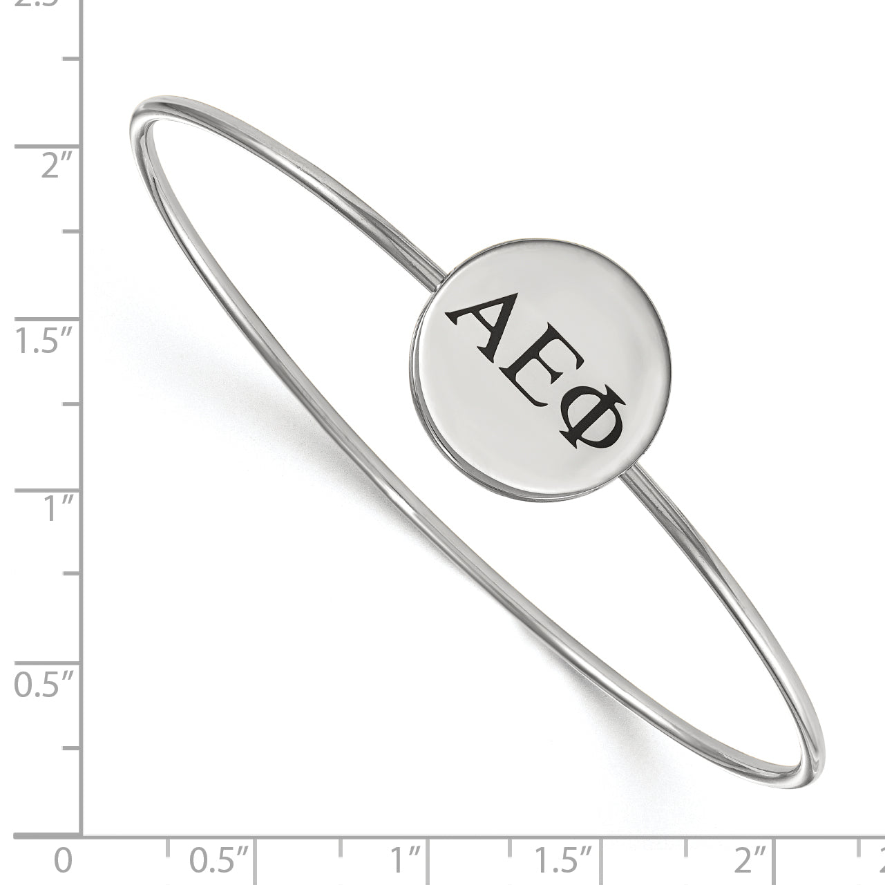 Sterling Silver S. Rh Plated Logoart Alpha Epsilon Phi Enameled Slip On Bangle