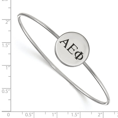 Sterling Silver S. Rh Plated Logoart Alpha Epsilon Phi Enameled Slip On Bangle