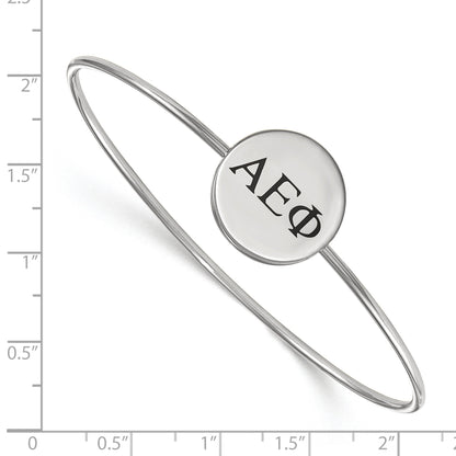 Sterling Silver S. Rh Plated Logoart Alpha Epsilon Phi Enameled Slip On Bangle
