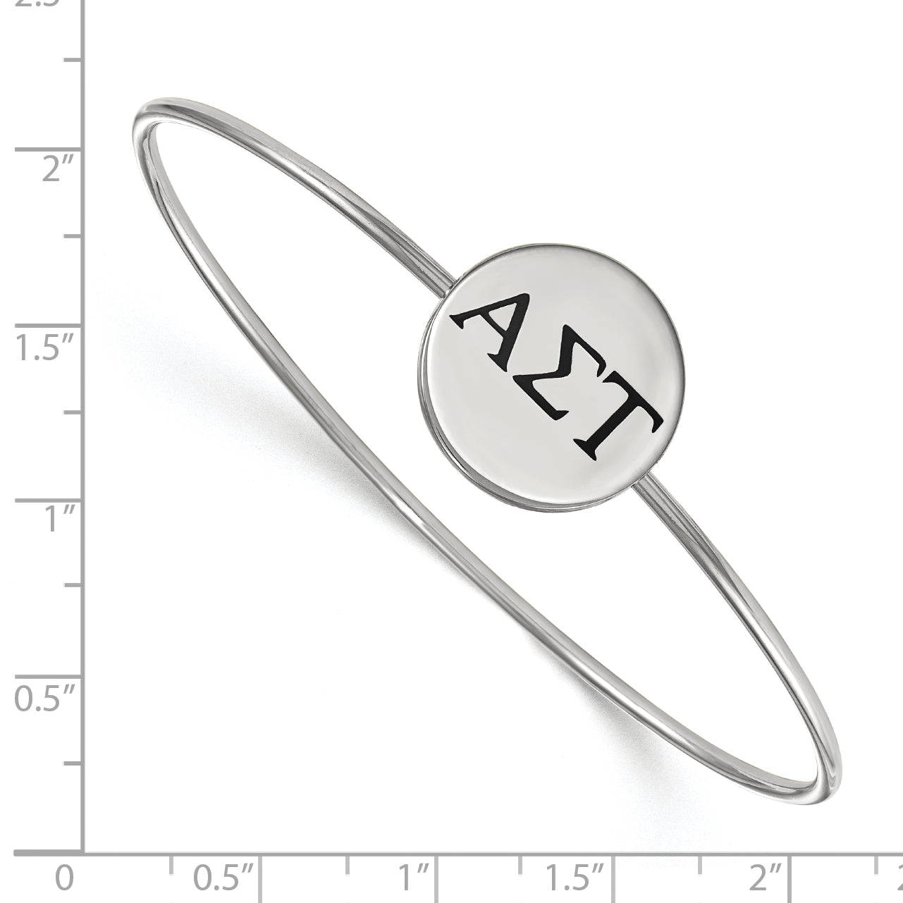 Sterling Silver Rh Plated Logoart Alpha Sigma Tau Enameled Slip On Bangle