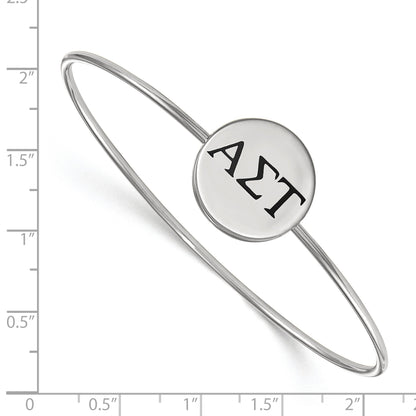 Sterling Silver Rh Plated Logoart Alpha Sigma Tau Enameled Slip On Bangle