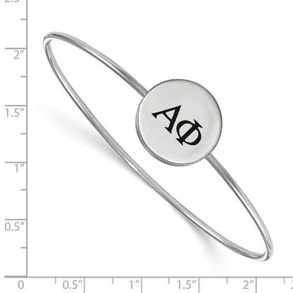 Sterling Silver Rh Plated Logoart Alpha Phi Enameled Slip On Bangle