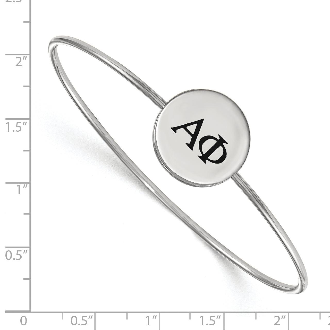Sterling Silver Rh Plated Logoart Alpha Phi Enameled Slip On Bangle