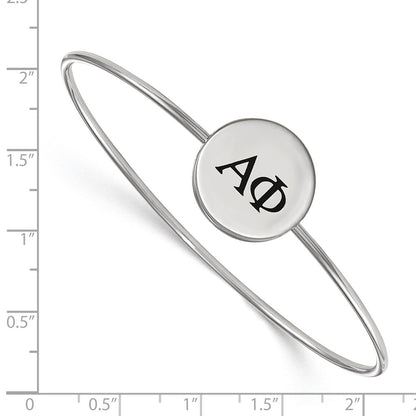 Sterling Silver Rh Plated Logoart Alpha Phi Enameled Slip On Bangle