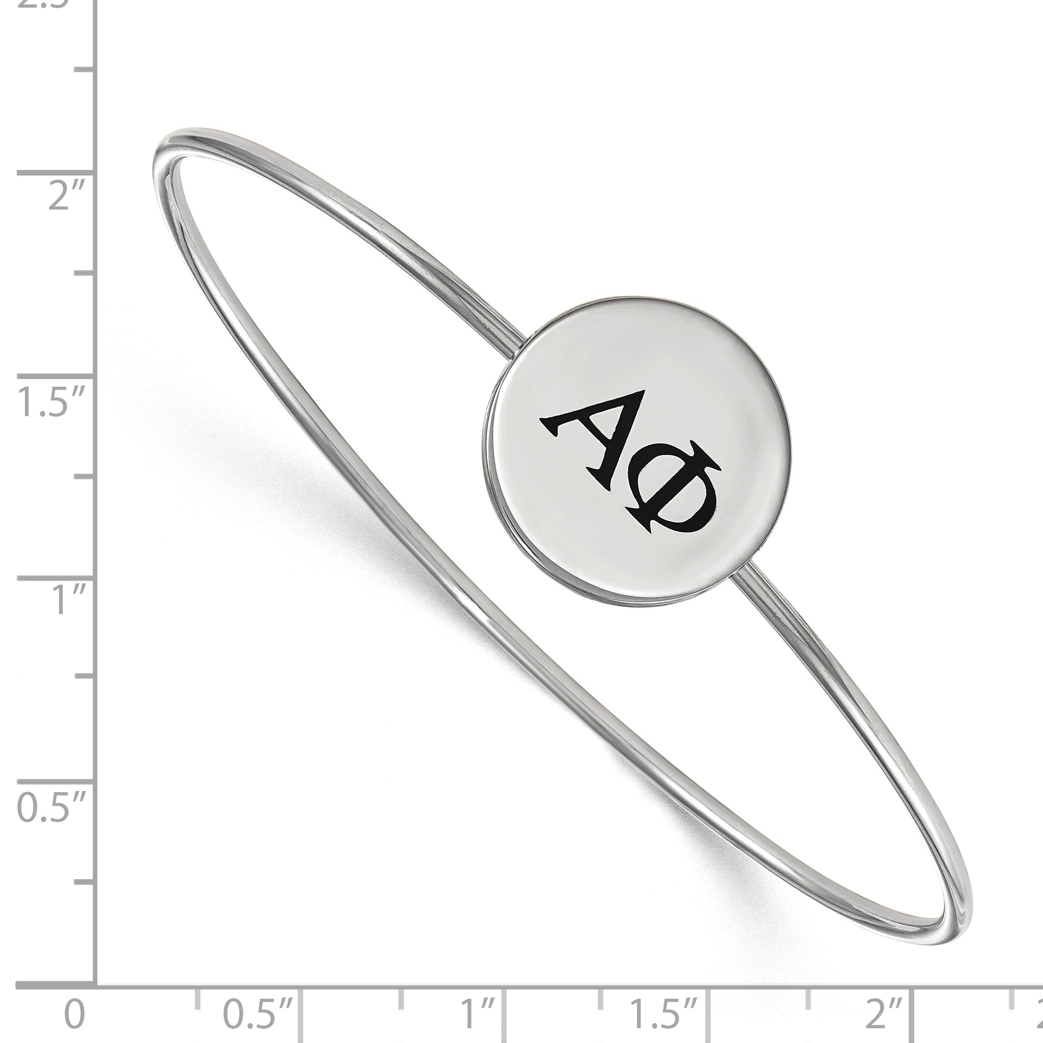 Sterling Silver Rh Plated Logoart Alpha Phi Enameled Slip On Bangle