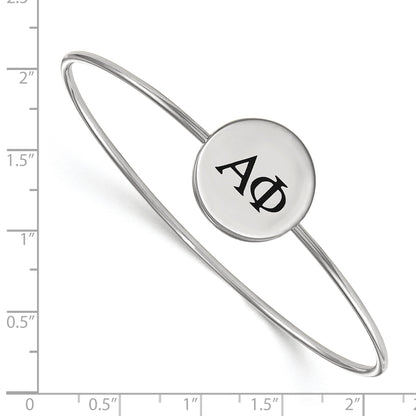 Sterling Silver Rh Plated Logoart Alpha Phi Enameled Slip On Bangle