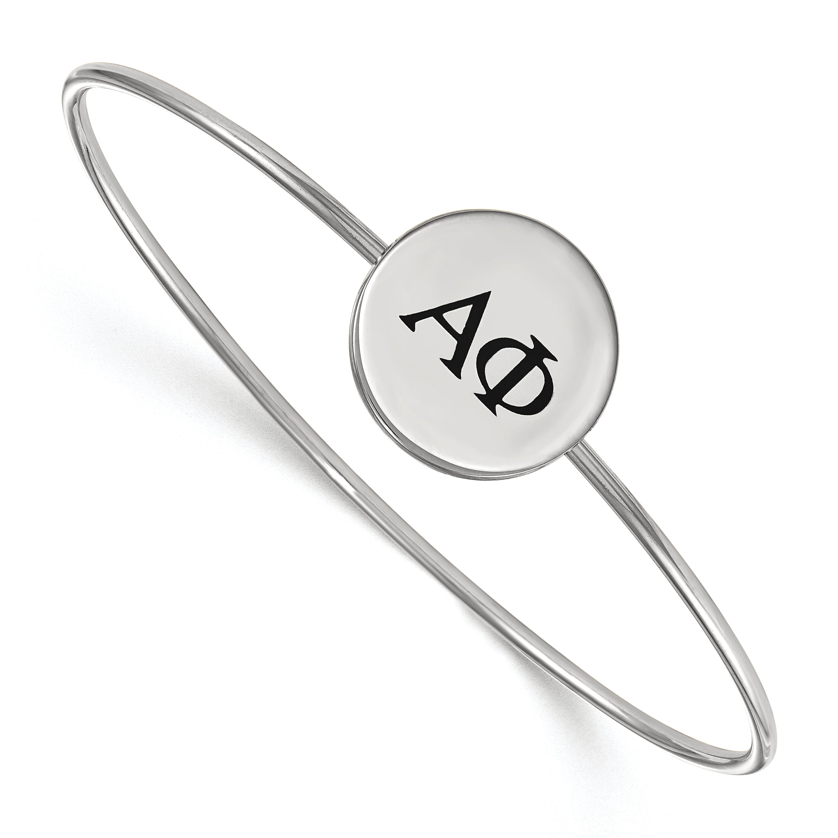 Sterling Silver Rh Plated Logoart Alpha Phi Enameled Slip On Bangle