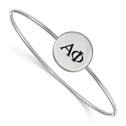 Sterling Silver Rh Plated Logoart Alpha Phi Enameled Slip On Bangle
