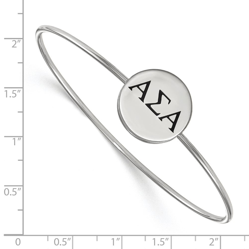 Sterling Silver S. Rh Plated Logoart Alpha Sigma Enameled Slip On Bangle