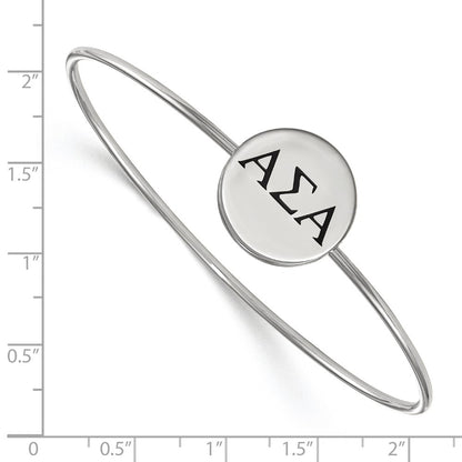 Sterling Silver S. Rh Plated Logoart Alpha Sigma Enameled Slip On Bangle