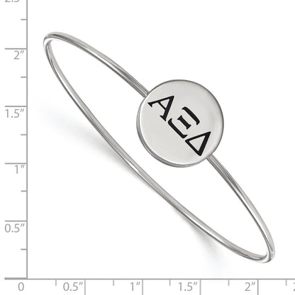 Sterling Silver Rh Plated Logoart Alpha Xi Delta Enameled Slip On Bangle