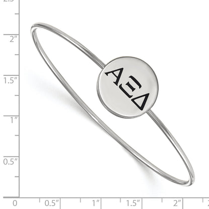 Sterling Silver Rh Plated Logoart Alpha Xi Delta Enameled Slip On Bangle