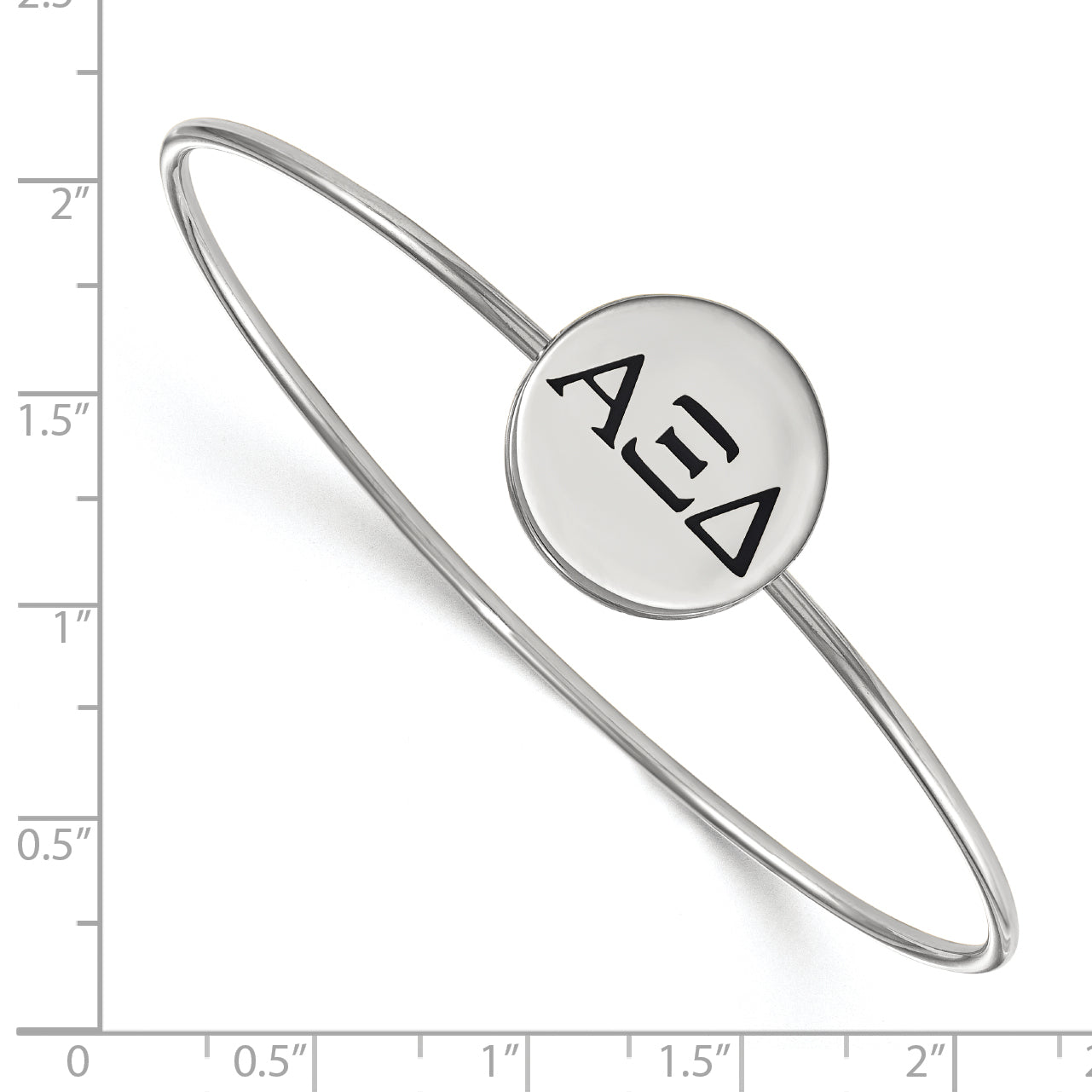 Sterling Silver Rh Plated Logoart Alpha Xi Delta Enameled Slip On Bangle