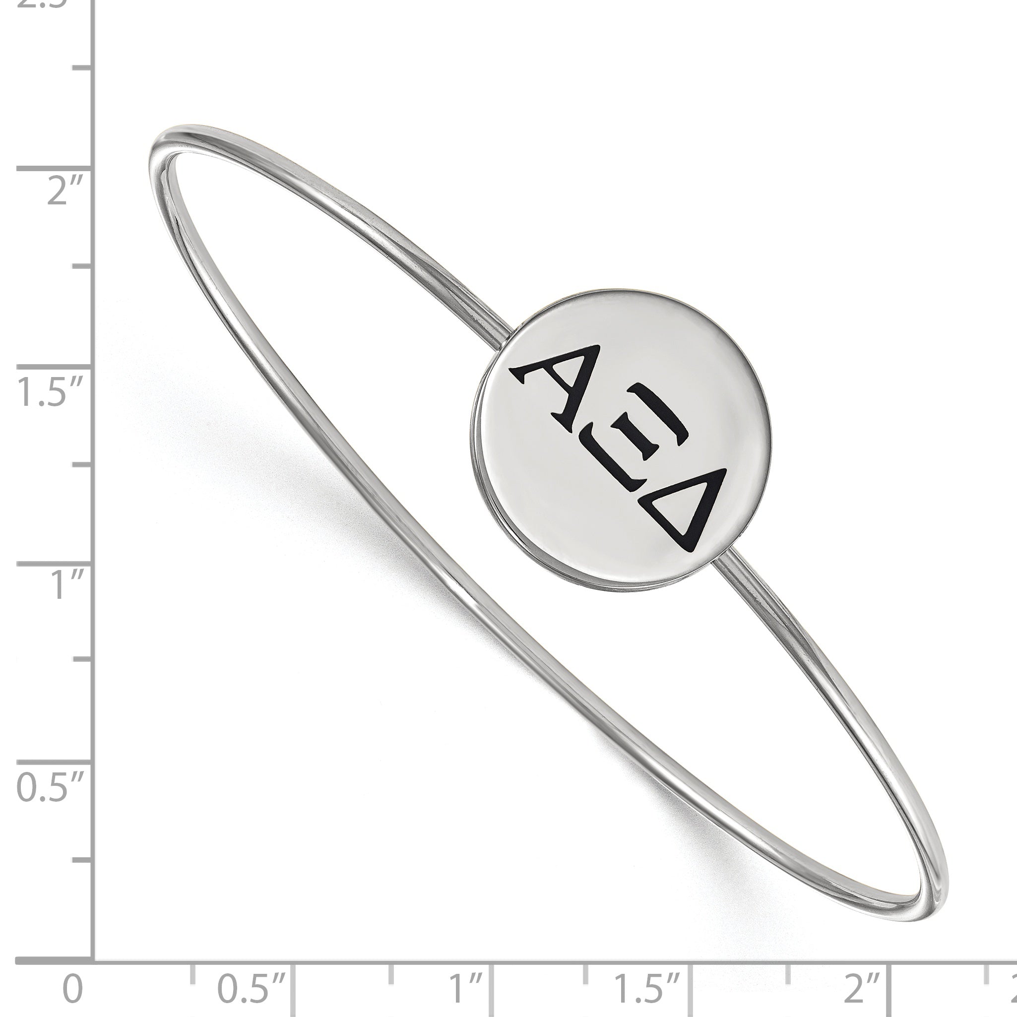 Sterling Silver Rh Plated Logoart Alpha Xi Delta Enameled Slip On Bangle