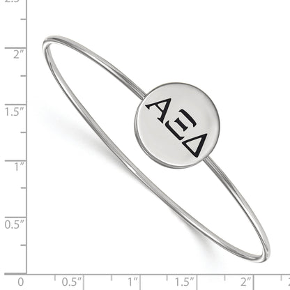 Sterling Silver Rh Plated Logoart Alpha Xi Delta Enameled Slip On Bangle