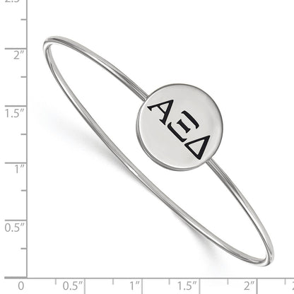Sterling Silver Rh Plated Logoart Alpha Xi Delta Enameled Slip On Bangle