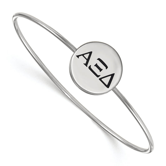 Sterling Silver Rh Plated Logoart Alpha Xi Delta Enameled Slip On Bangle