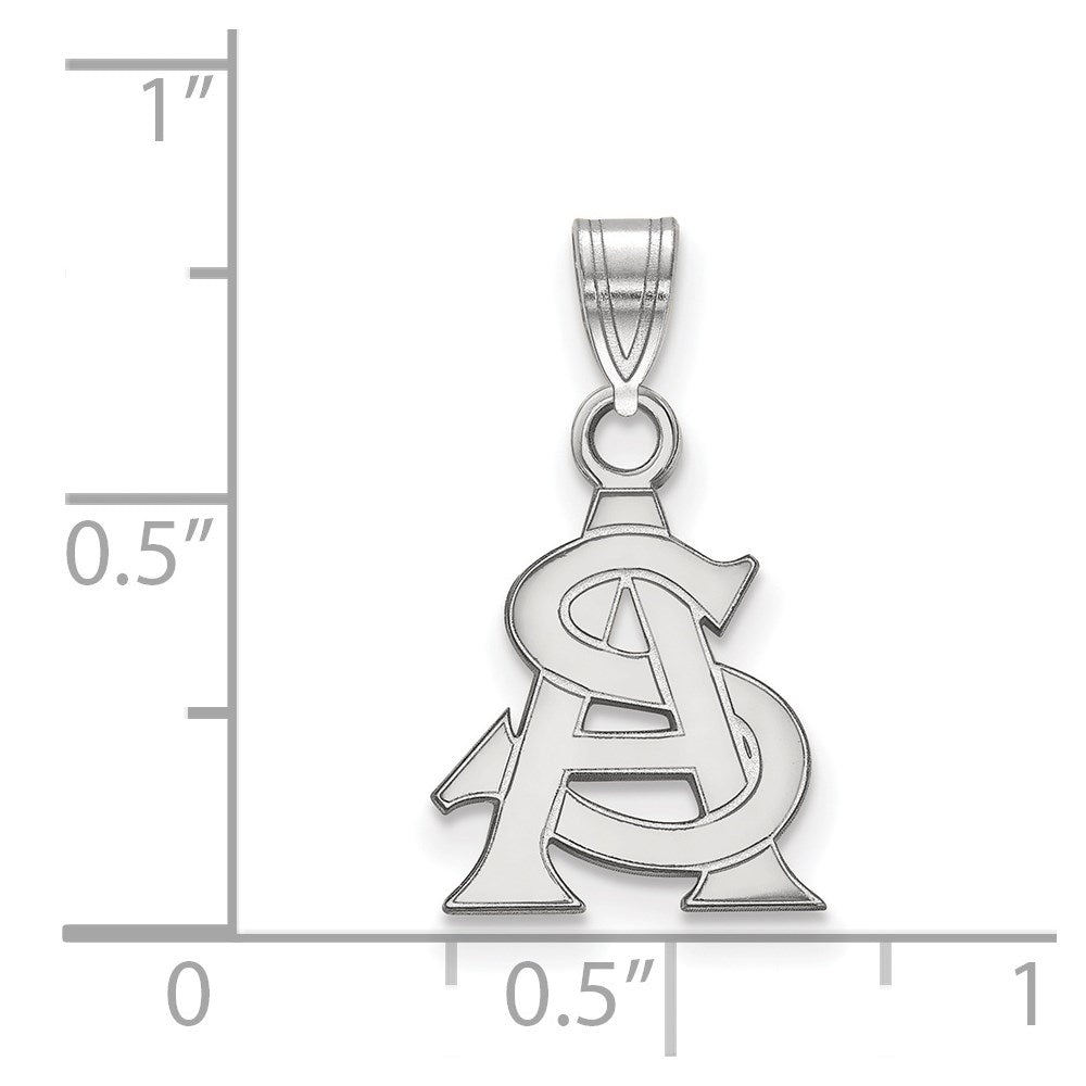 14K White Gold Logoart Arizona State University A S Small Pendant