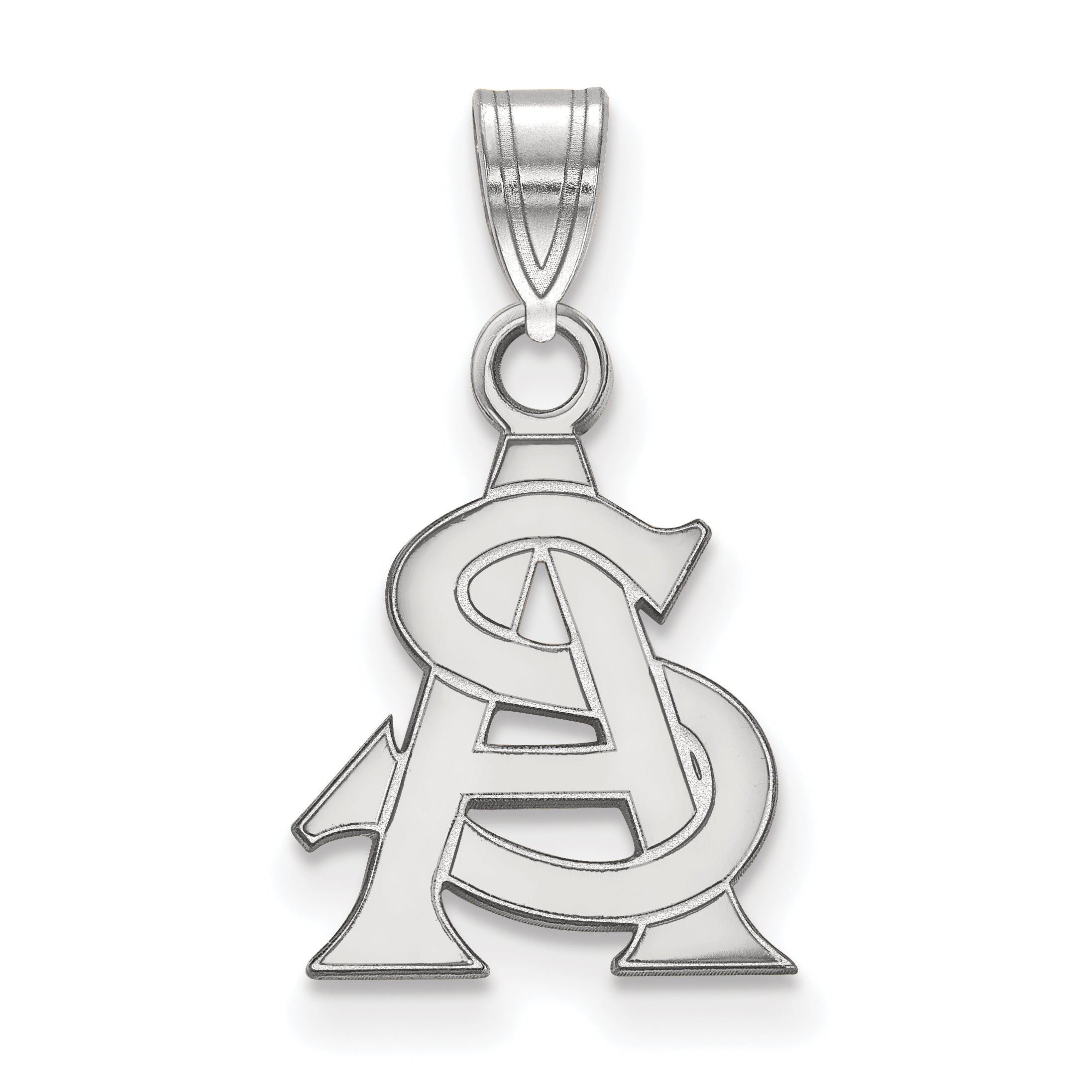 Sterling Silver Rhodium Plated Logoart Arizona State University A S Small Pendant