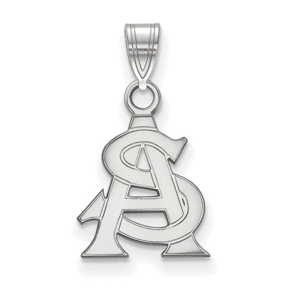 Sterling Silver Rhodium Plated Logoart Arizona State University A S Small Pendant