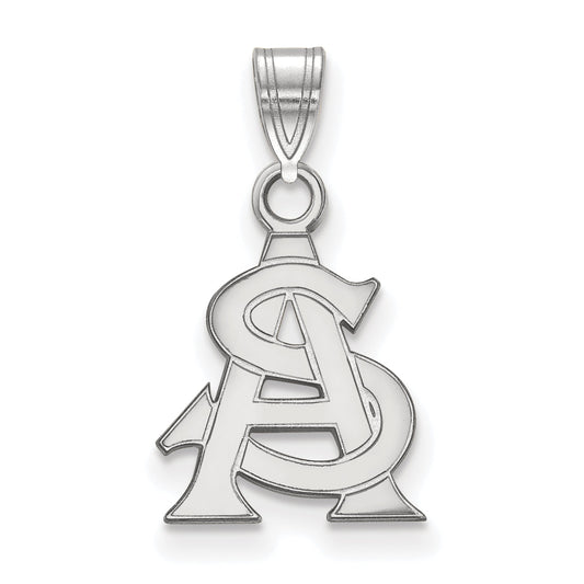 Sterling Silver Rhodium Plated Logoart Arizona State University A S Small Pendant