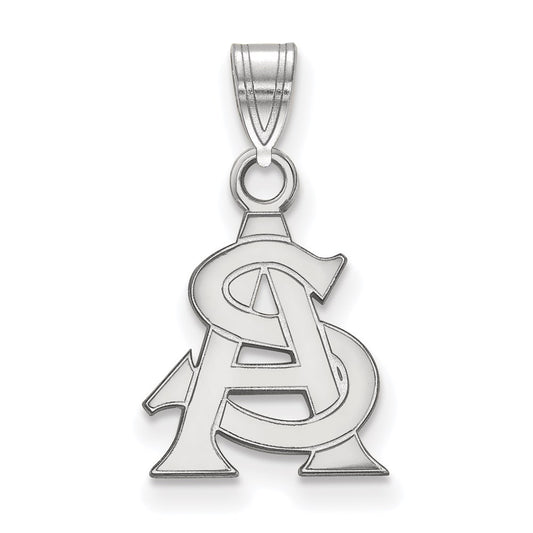 14K White Gold Logoart Arizona State University A S Small Pendant