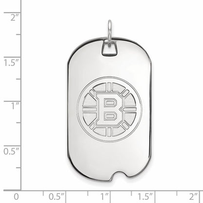 10K White Gold Nhl Logoart Boston Bruins Large Dog Tag Pendant