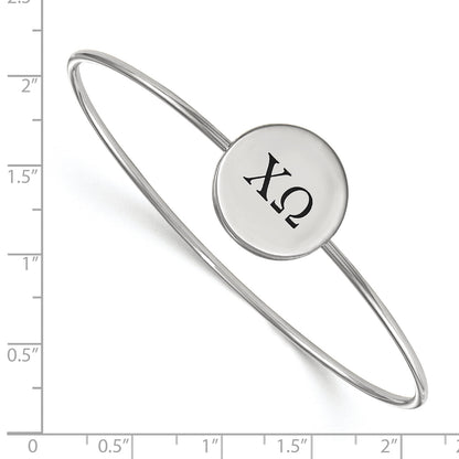 Sterling Silver Rh Plated Logoart Chi Omega Enameled Slip On Bangle