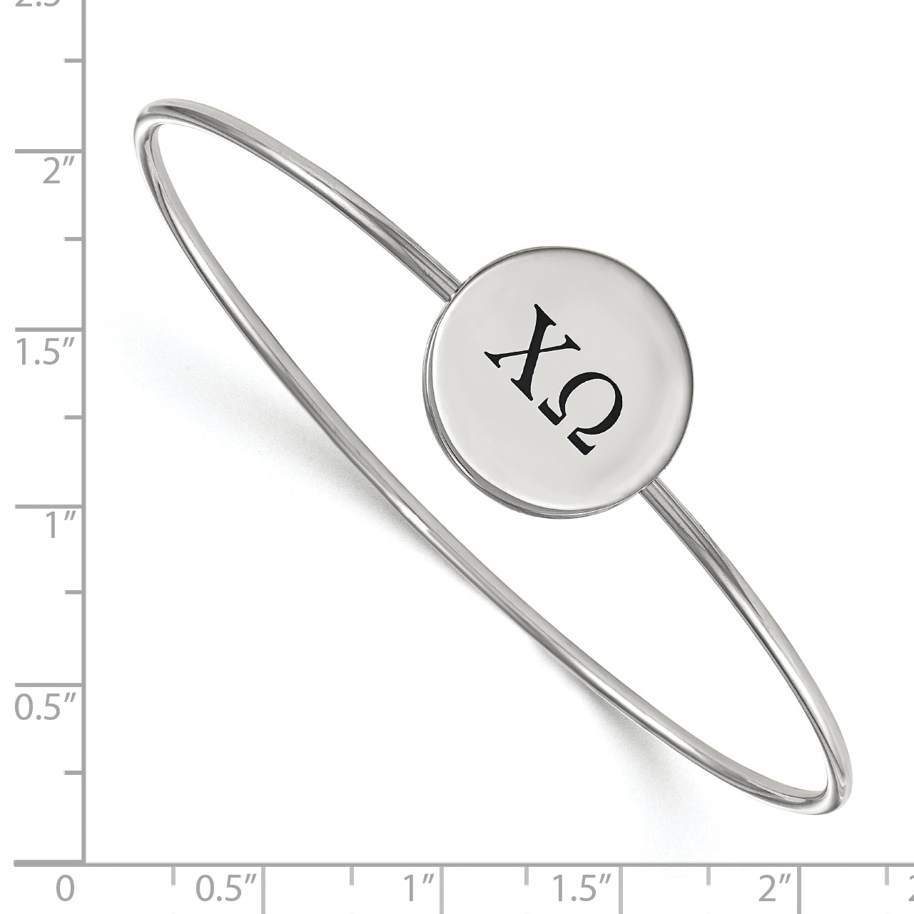 Sterling Silver Rh Plated Logoart Chi Omega Enameled Slip On Bangle