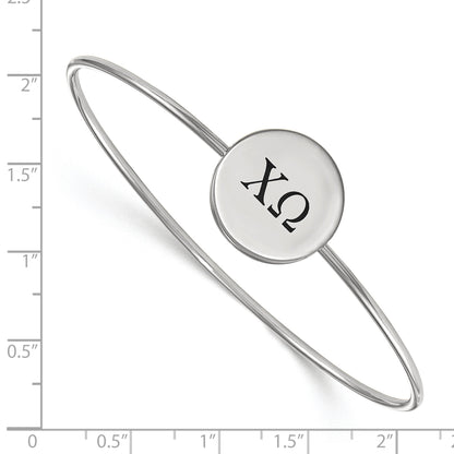 Sterling Silver Rh Plated Logoart Chi Omega Enameled Slip On Bangle