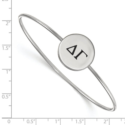 Sterling Silver Rh Plated Logoart Delta Gamma Enameled Slip On Bangle