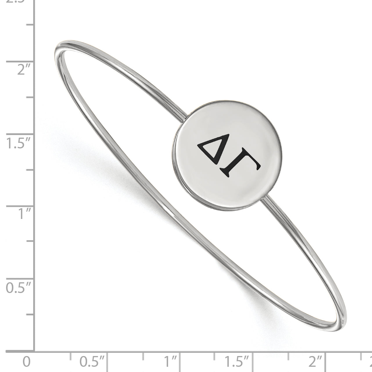 Sterling Silver Rh Plated Logoart Delta Gamma Enameled Slip On Bangle