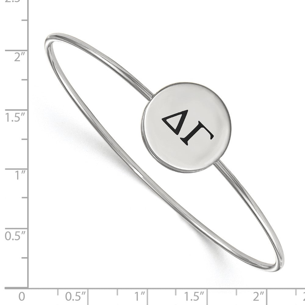 Sterling Silver Rh Plated Logoart Delta Gamma Enameled Slip On Bangle