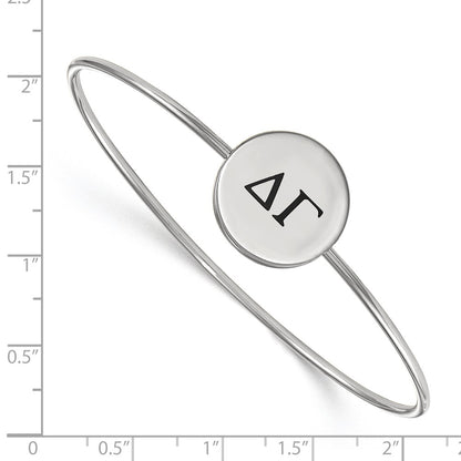 Sterling Silver Rh Plated Logoart Delta Gamma Enameled Slip On Bangle