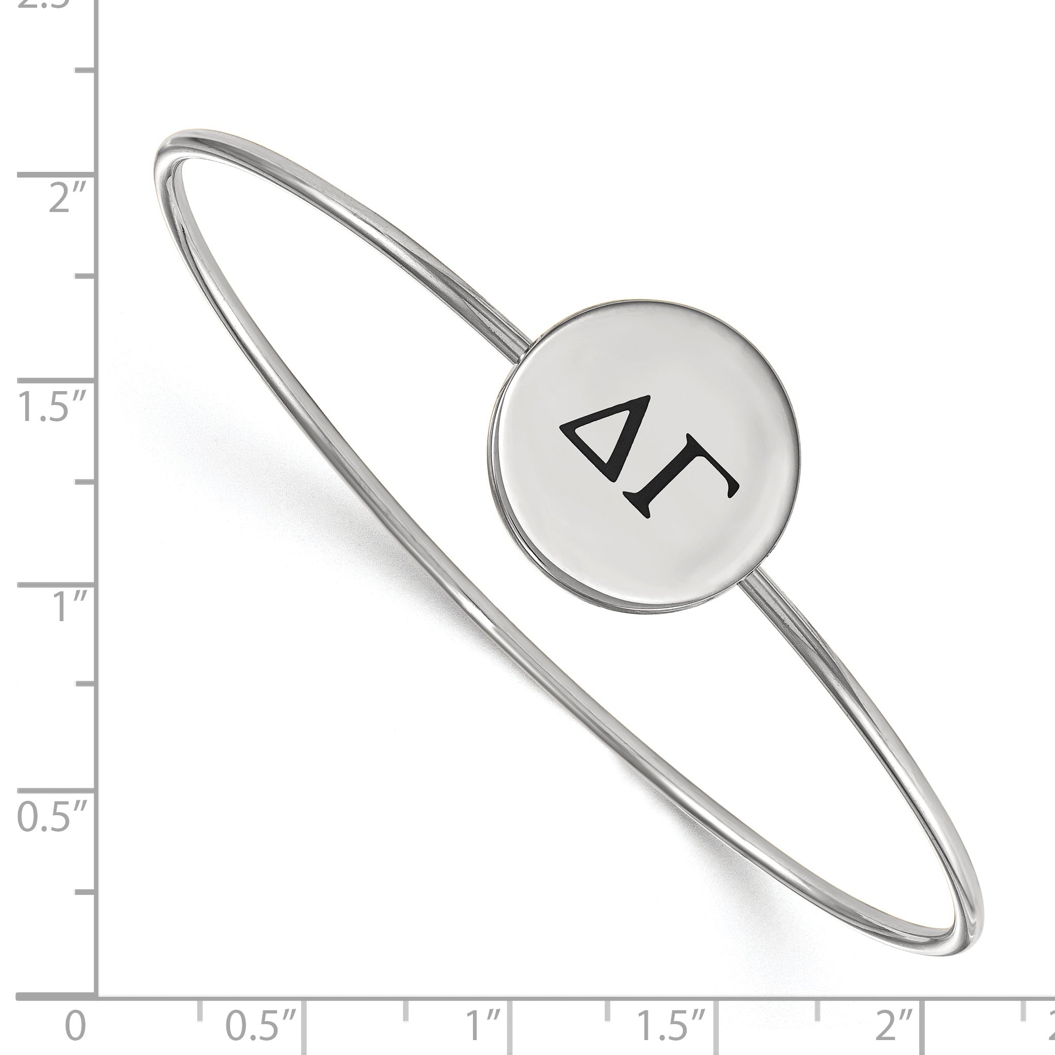 Sterling Silver Rh Plated Logoart Delta Gamma Enameled Slip On Bangle