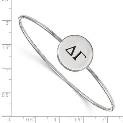 Sterling Silver Rh Plated Logoart Delta Gamma Enameled Slip On Bangle