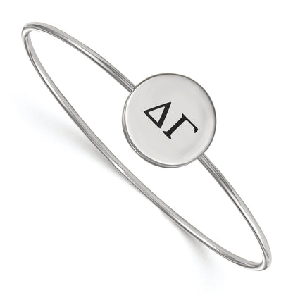 Sterling Silver Rh Plated Logoart Delta Gamma Enameled Slip On Bangle