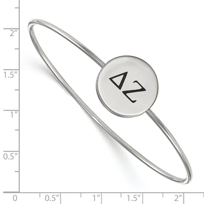 Sterling Silver Rh Plated Logoart Delta Zeta Enameled Slip On Bangle
