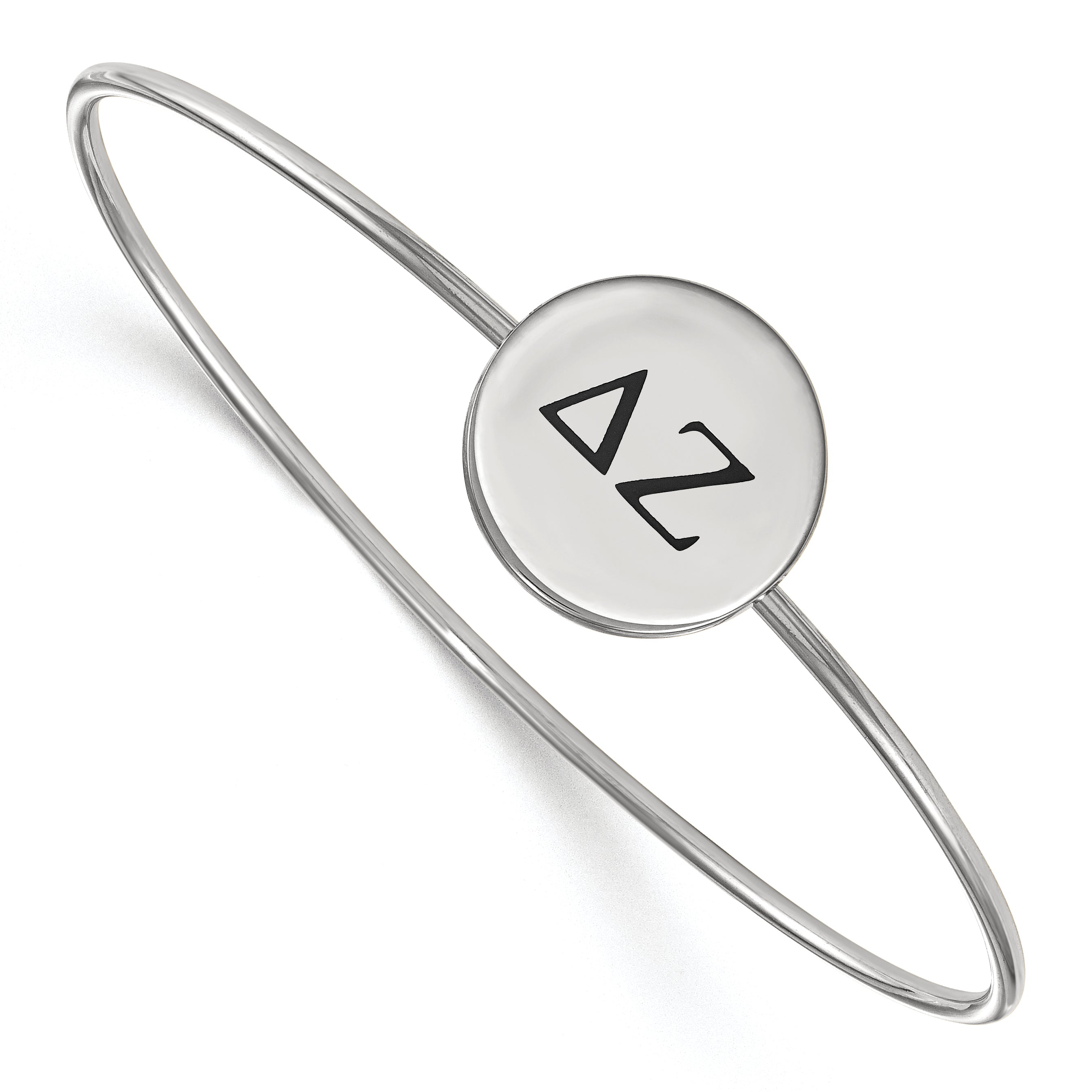 Sterling Silver Rh Plated Logoart Delta Zeta Enameled Slip On Bangle