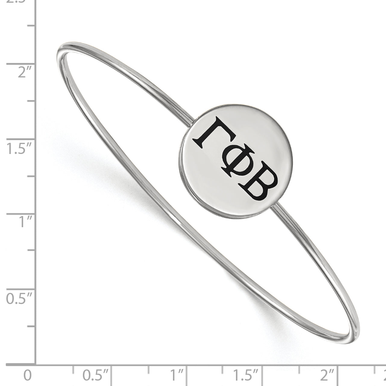 Sterling Silver Rh Plated Logoart Gamma Phi Beta Enameled Slip On Bangle