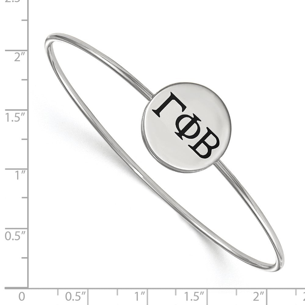 Sterling Silver Rh Plated Logoart Gamma Phi Beta Enameled Slip On Bangle