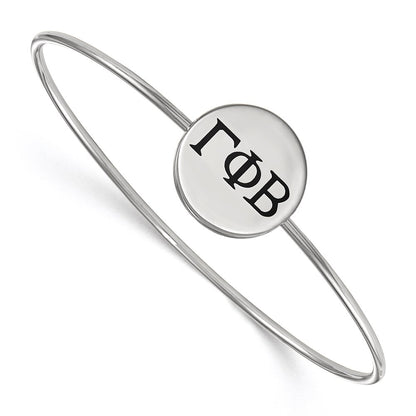 Sterling Silver Rh Plated Logoart Gamma Phi Beta Enameled Slip On Bangle