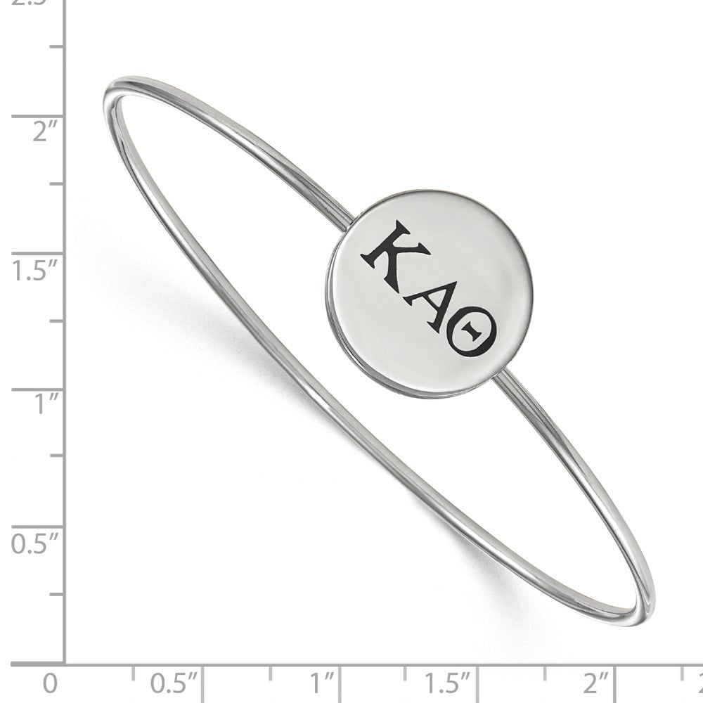 Sterling Silver S. Rh Plated Logoart Kappa Alpha Theta Enameled Slip On Bangle