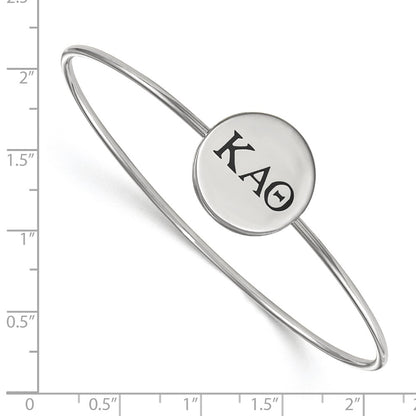 Sterling Silver S. Rh Plated Logoart Kappa Alpha Theta Enameled Slip On Bangle