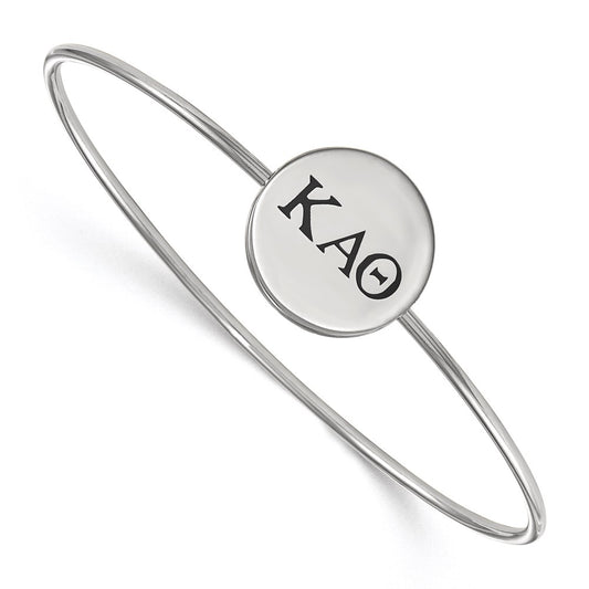 Sterling Silver S. Rh Plated Logoart Kappa Alpha Theta Enameled Slip On Bangle